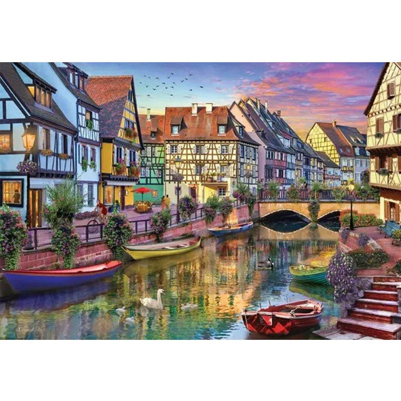 Diamond Painting-Abendstimmung im Märchendorf