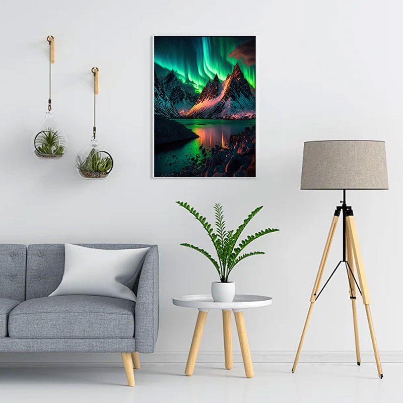 Diamond Painting-Berge und Nordlichter