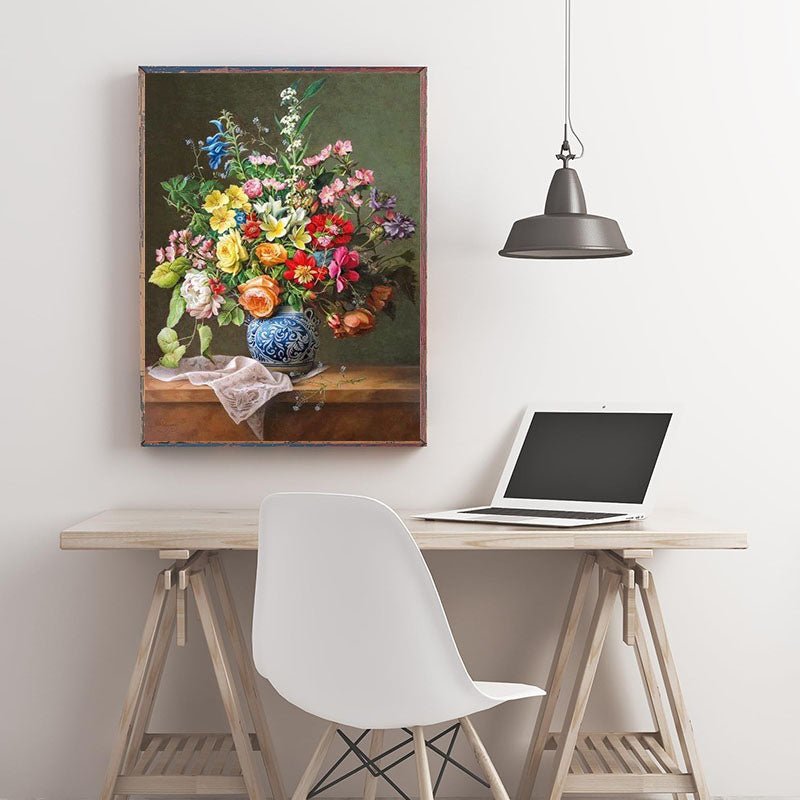 Diamond Painting-Blumenbouquet im Porzellanvase