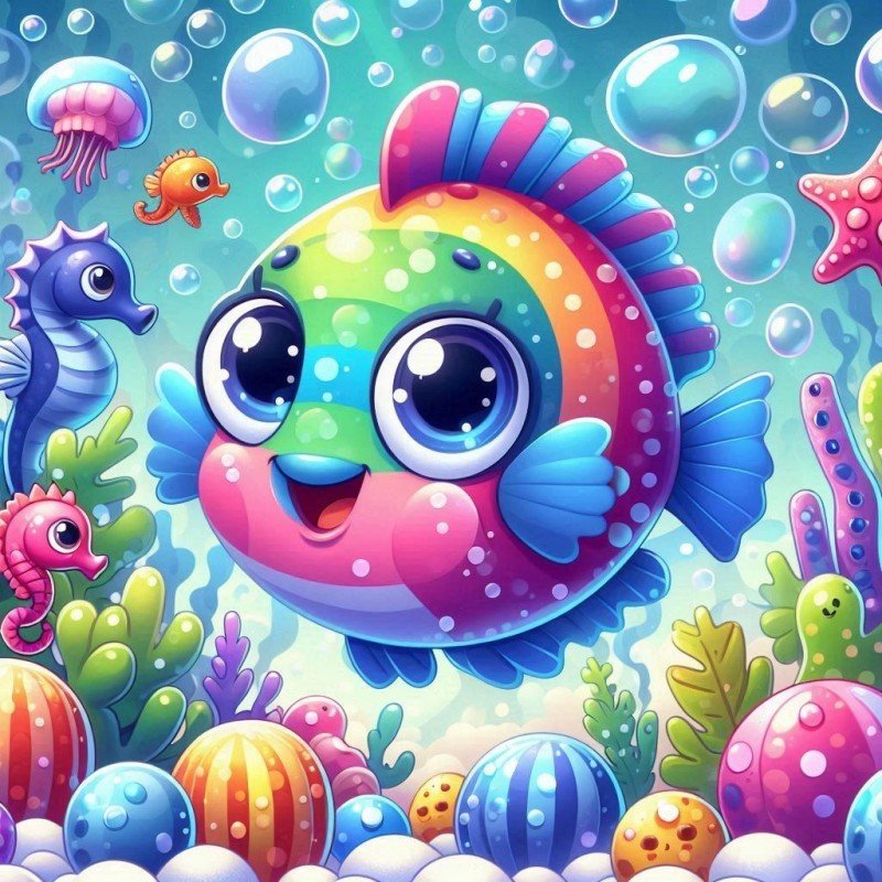 Diamond Painting-Bunte Blubbi