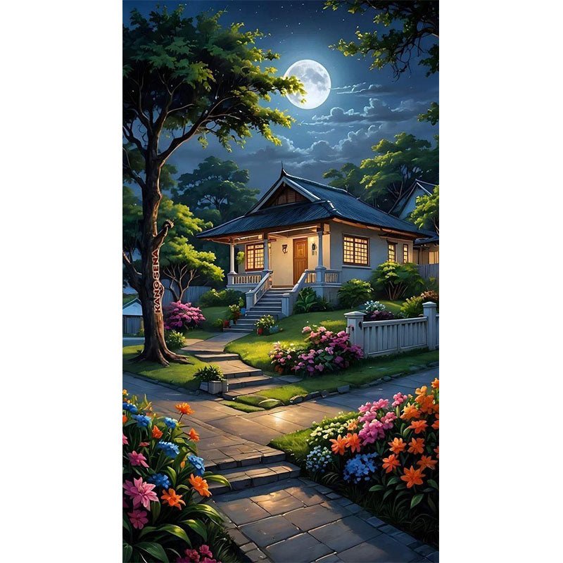 Diamond Painting-Das Haus im Mondlicht