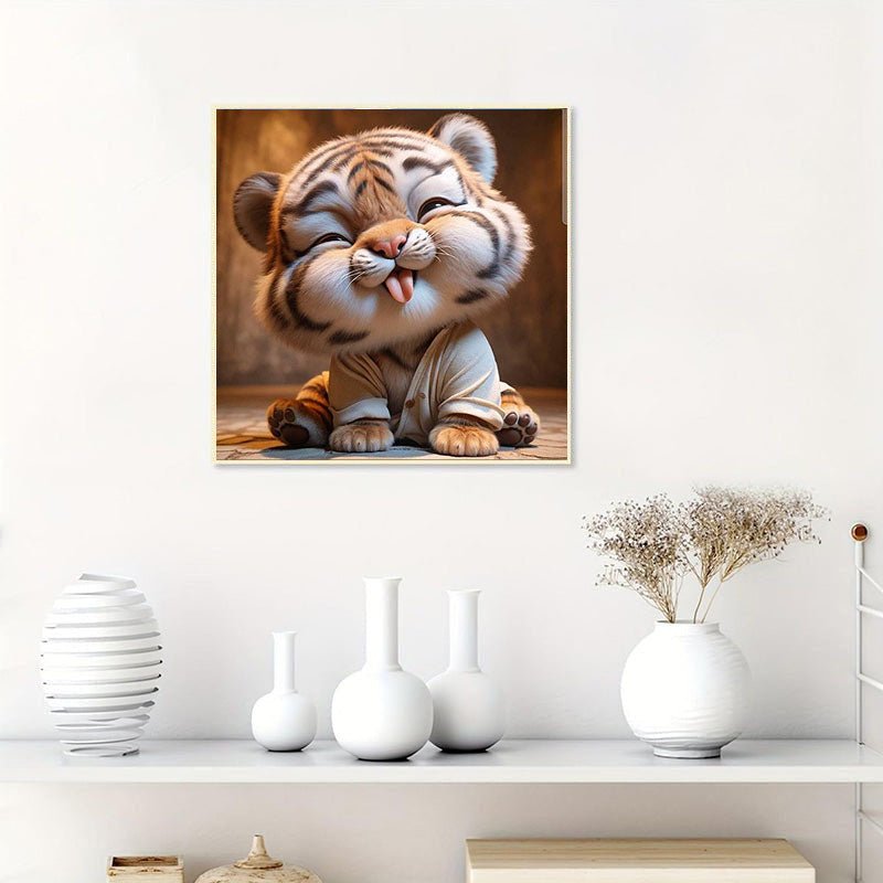 Diamond Painting-Der Zunge herausstreckende Tiger