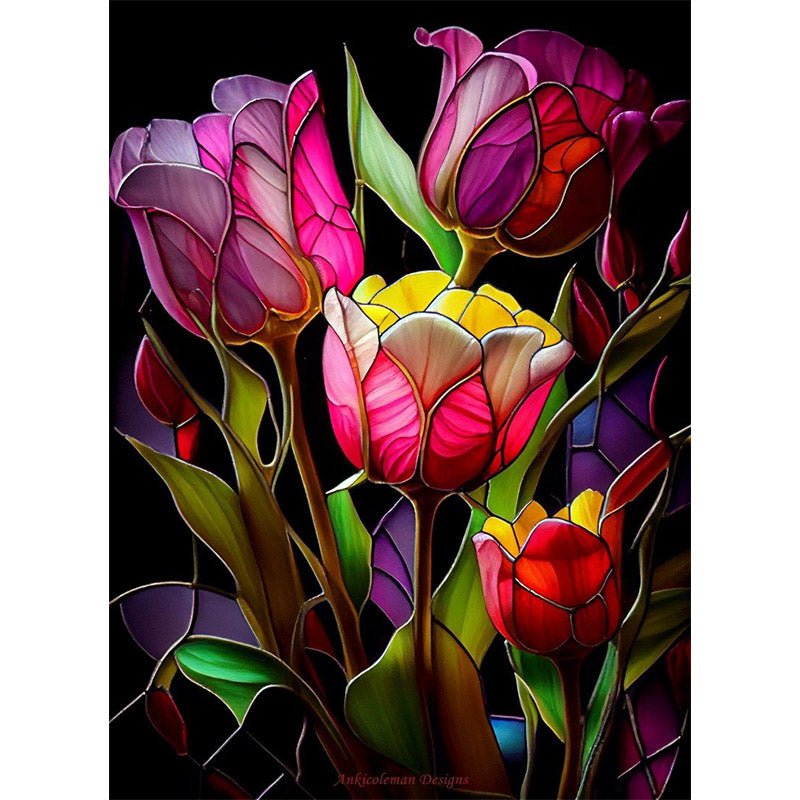 Diamond Painting-Ein bunter Tulpenstrauß