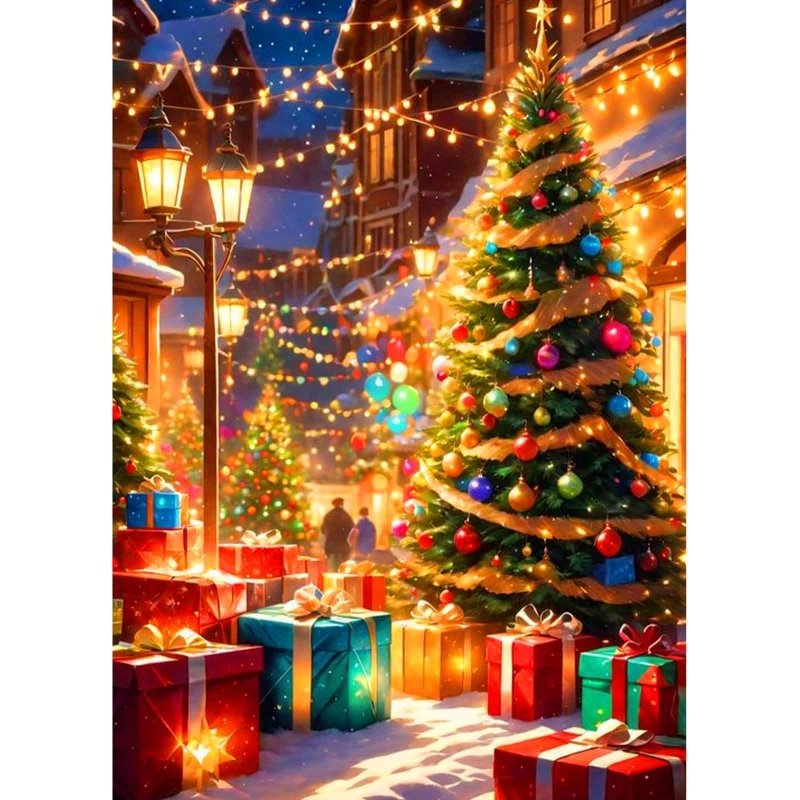 Diamond Painting-Fröhliche Weihnachten im Lichterglanz