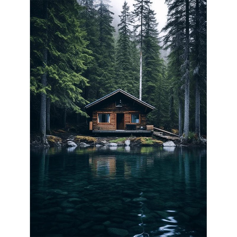 Diamond Painting-Hütte am See