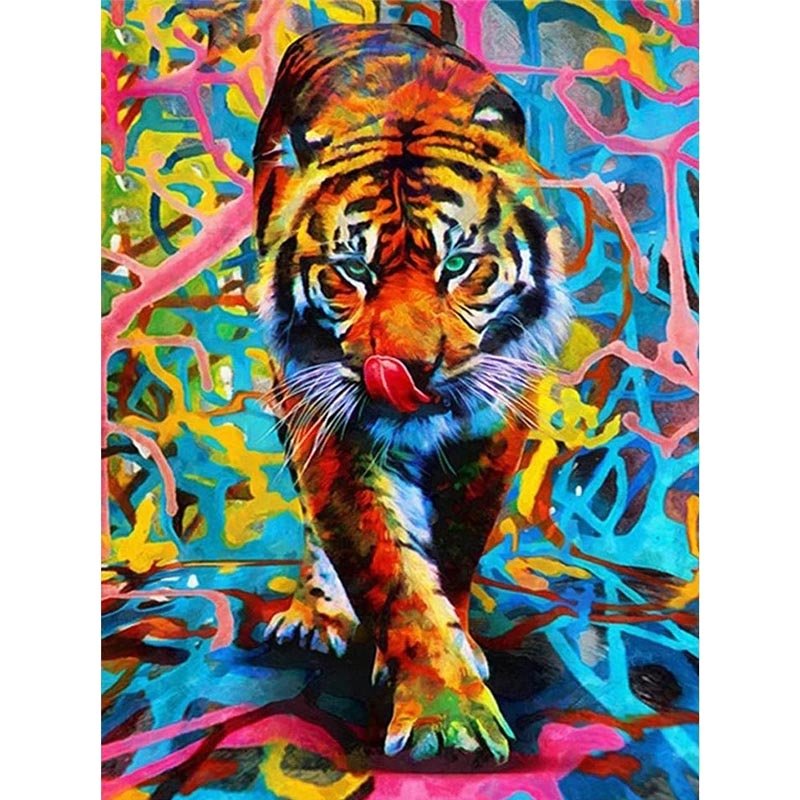 Diamond Painting-Kunstvoller Tiger mit Neonfarben