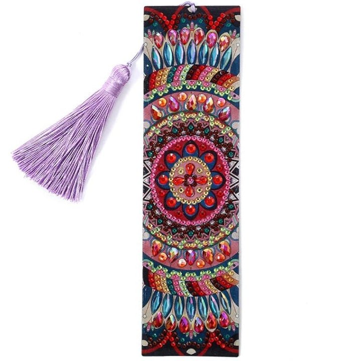 Diamond Painting-Lesezeichen mit rot-blauem Mandala - Jetzt bei diamondspainting kaufen