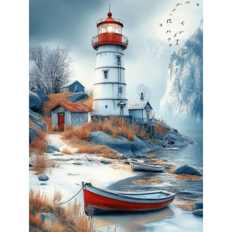 Diamond Painting-Leuchtturm am Morgen