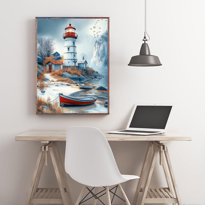 Diamond Painting-Leuchtturm am Morgen