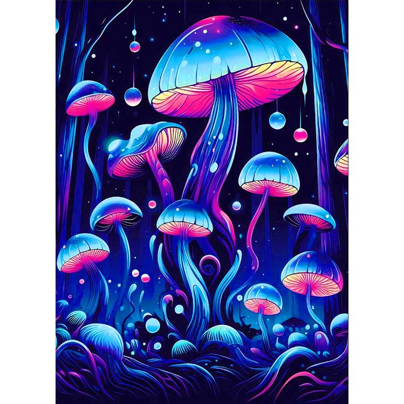 Diamond Painting-Mystische Pilze in Neonfarben