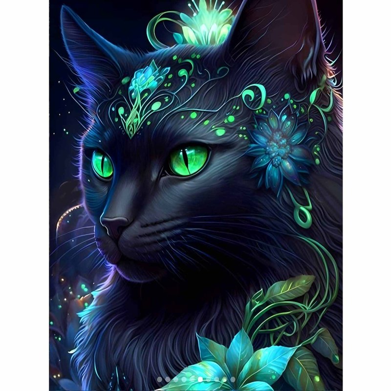 Diamond Painting-Nachtkatze im Elfenwald