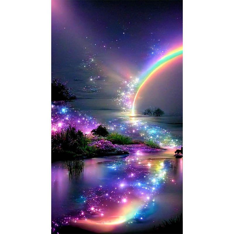 Diamond Painting-Regenbogen in der Nacht