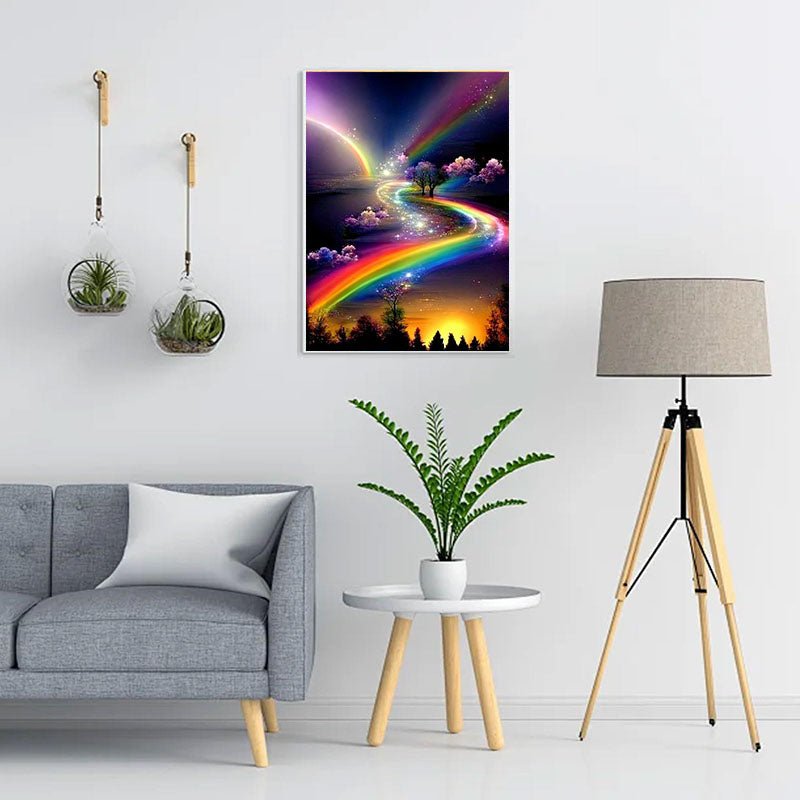 Diamond Painting-Regenbogen und Pfirsichbaum