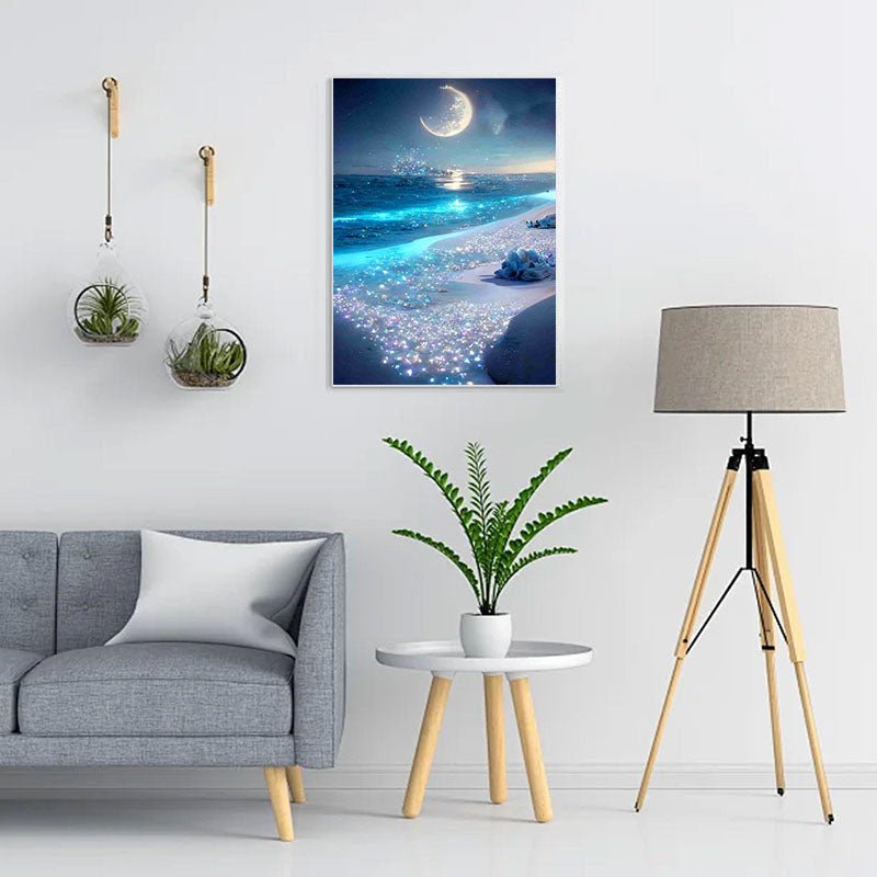 Diamond Painting-Strand im Mondlicht