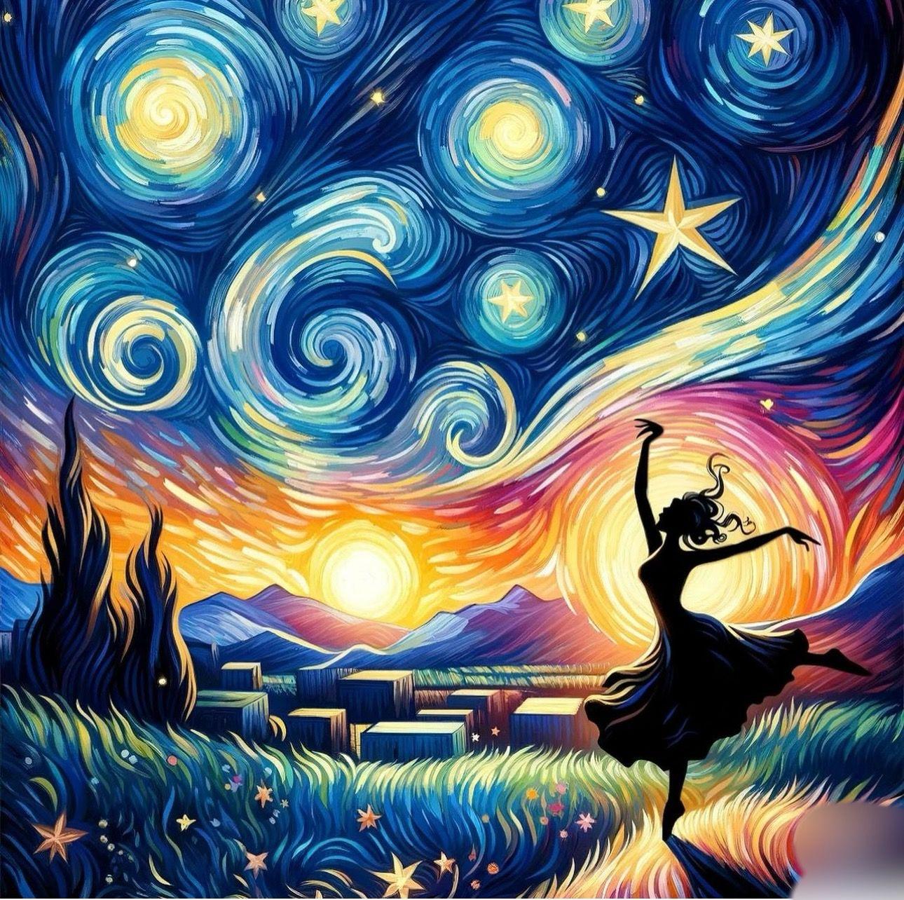 Diamond Painting-Tänzer bei Sonnenuntergang - Jetzt bei diamondspainting kaufen