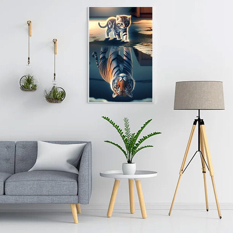 Diamond Painting-Tiger im Spiegelbild