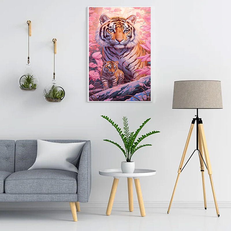 Diamond Painting-Tigermutter und Tigerbabys