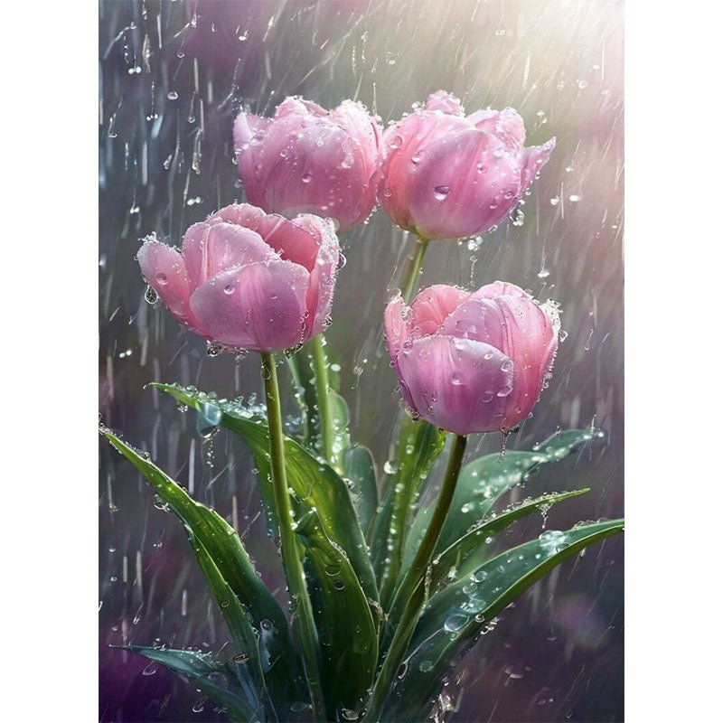 Diamond Painting-Tulpen im Regen