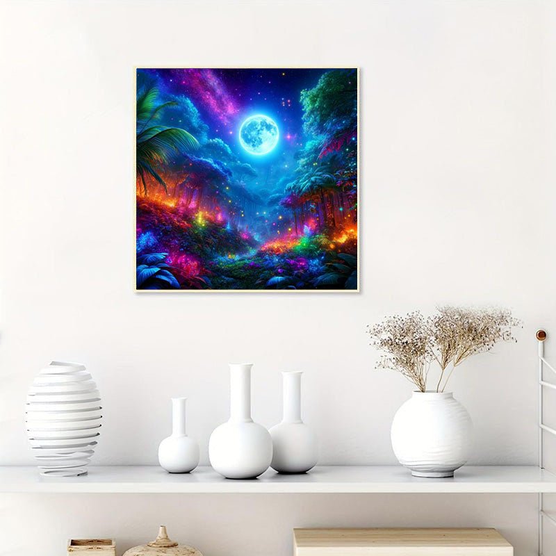 Diamond Painting-Wald im Mondlicht