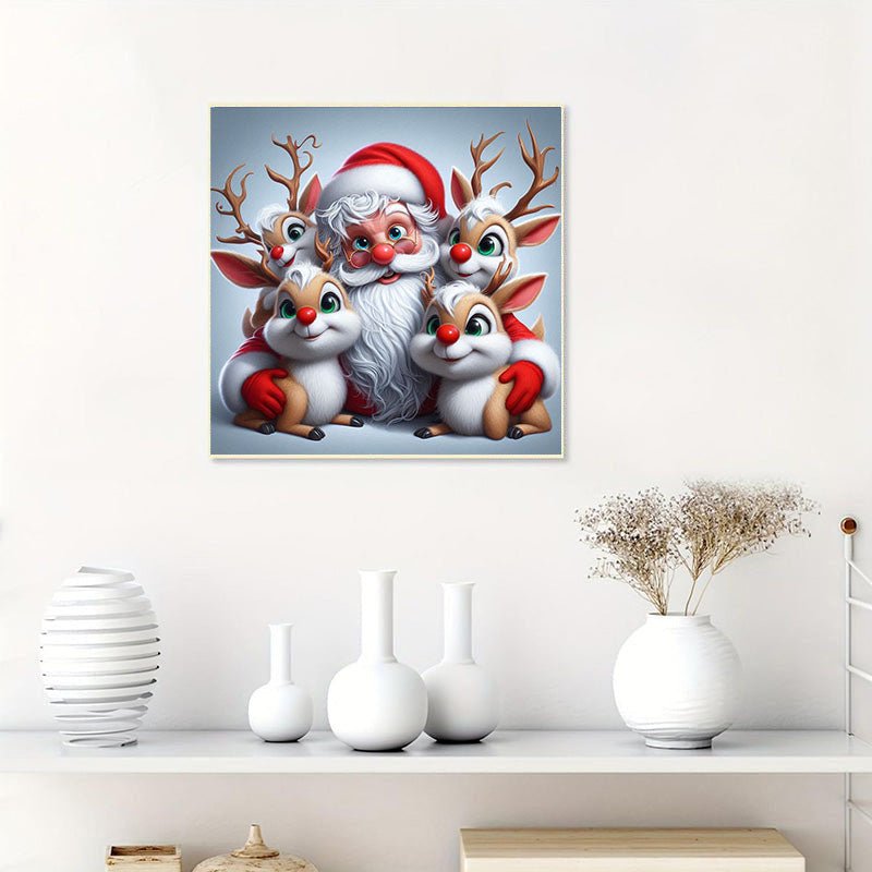 Diamond Painting-Weihnachtsmann und Rentier
