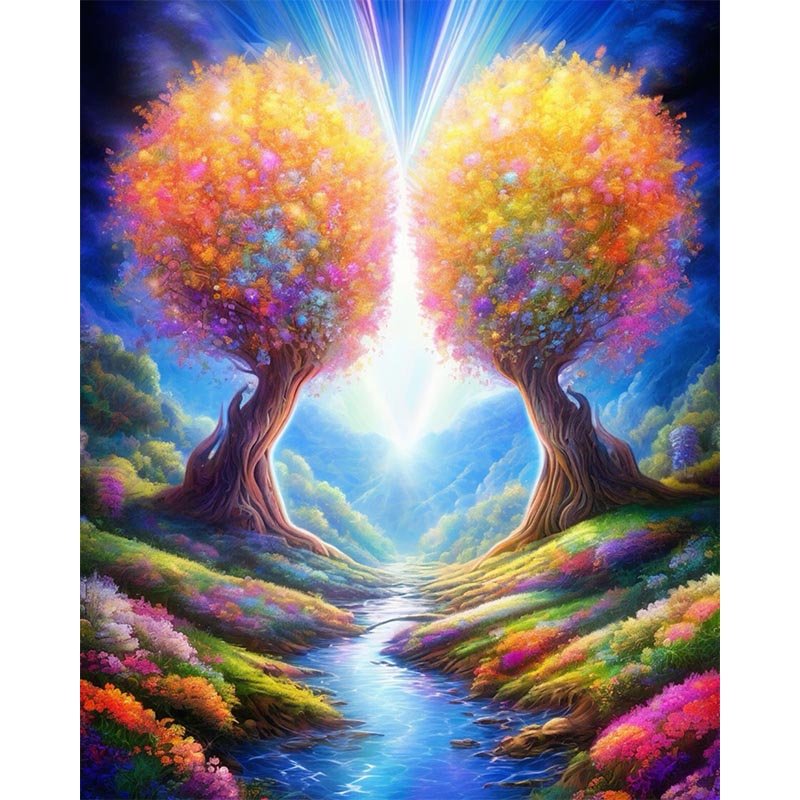 Diamond Painting-Zwei Bäume