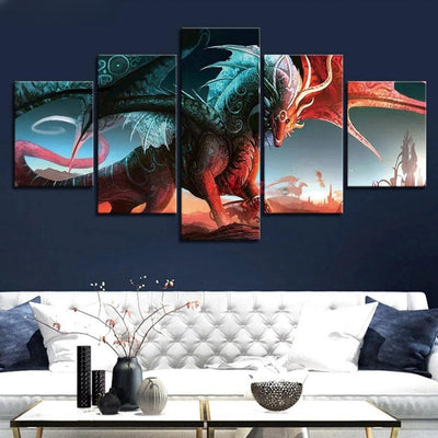 5 Paneele Diamond Painting-Böser Drache - Jetzt bei diamondspainting kaufen