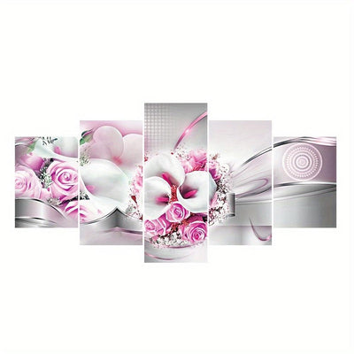 5 Paneele Diamond Painting-Rosa Blumen - Jetzt bei diamondspainting kaufen