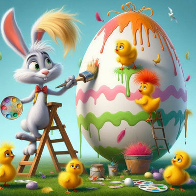 Diamond Painting-Osterei-Malspaß mit Hase und Küken