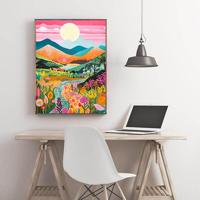 Diamond Painting-Sonnenaufgang im bunten Tal