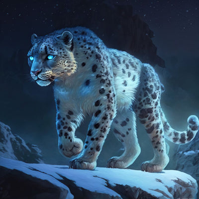 Diamond Painting-Schneeleopard in der Dunkelheit - Jetzt bei diamondspainting kaufen