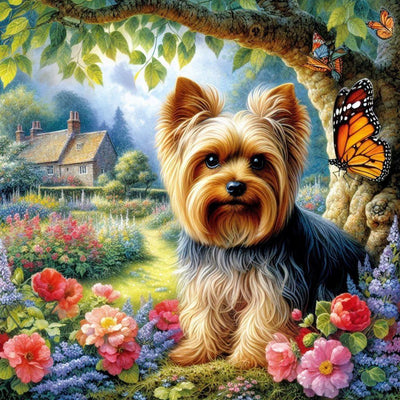 AB Diamond Painting-Welpe unter Baum - Jetzt bei diamondspainting kaufen