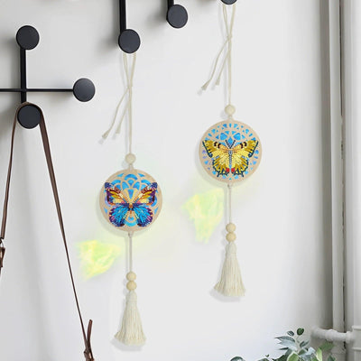 Accessoires- Wanddekoration, zweiteiliges Set（Blauer und gelber Schmetterling） - Jetzt bei diamondspainting kaufen