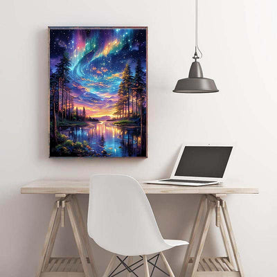 Diamond Painting-Sternennacht mit Polarlichtern