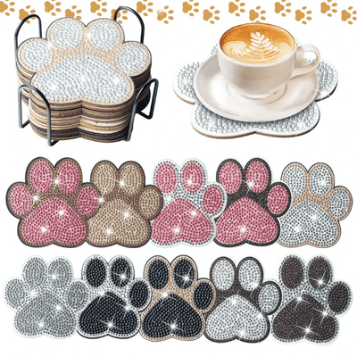 Diamond Painting-10x Pfoten Glitzer Untersetzer Set - Jetzt bei diamondspainting kaufen