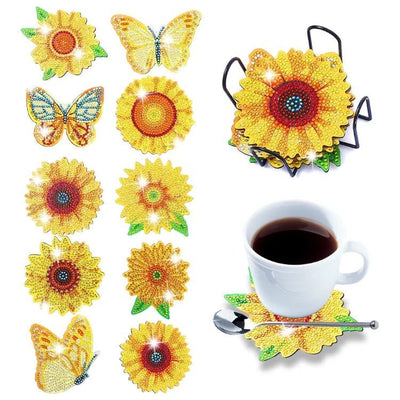 Diamond Painting-10X Sonnenblumen Untersetzer - Jetzt bei diamondspainting kaufen