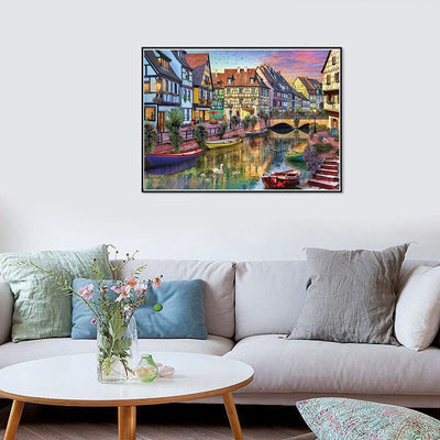Diamond Painting-Abendstimmung im Märchendorf