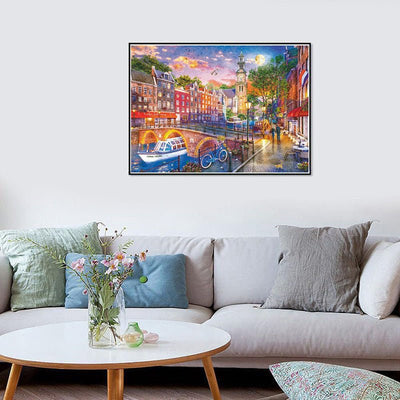 Diamond Painting-Amsterdam bei Nacht