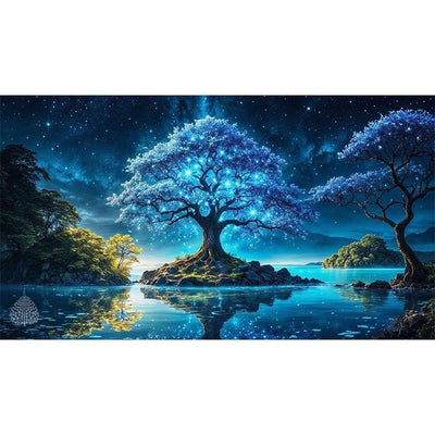Diamond Painting-Baum des Lebens auf einer einsamen Insel