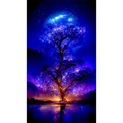 Diamond Painting-Baum im Mondlicht
