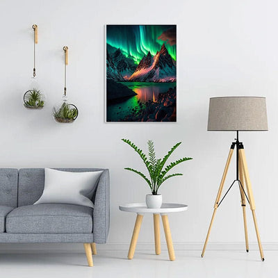 Diamond Painting-Berge und Nordlichter