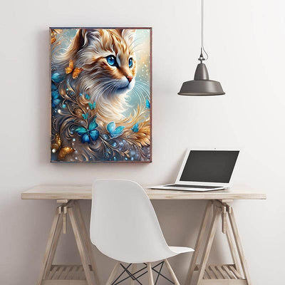 Diamond Painting-Blaue Augen, bunte Flügel