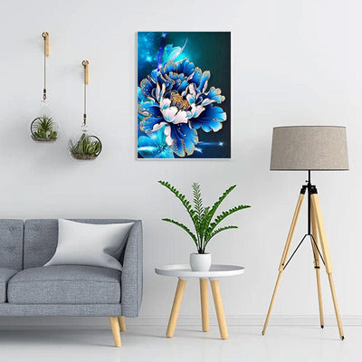 Diamond Painting-Blaue Pfingstrose