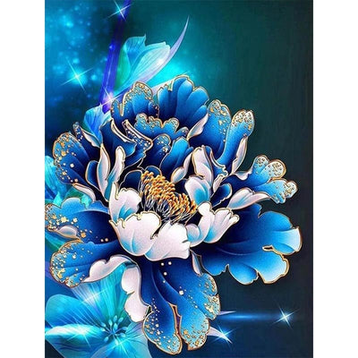 Diamond Painting-Blaue Pfingstrose