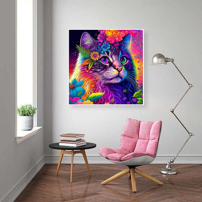 Diamond Painting-Blumige Katzenliebe