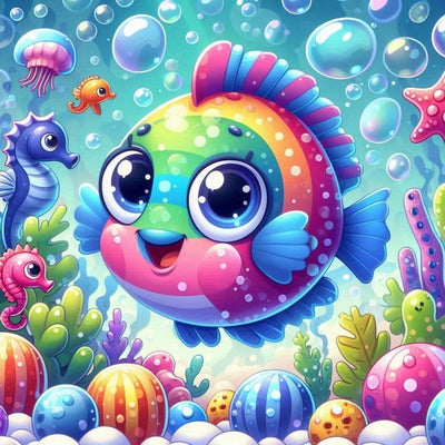 Diamond Painting-Bunte Blubbi