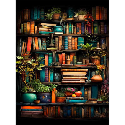 Diamond Painting-Bunte Bücherwelt