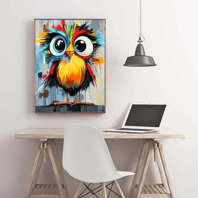 Diamond Painting-Bunte Eule mit großen Augen
