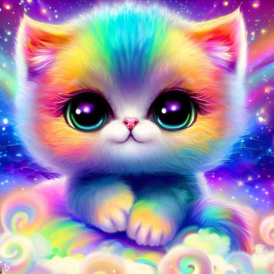 Diamond Painting-Bunte Katze - Jetzt bei diamondspainting kaufen