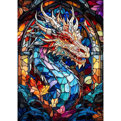 Diamond Painting-Bunter Glasdrache in Fantasiewelt