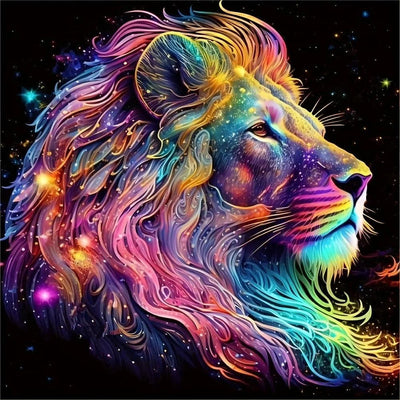 Diamond Painting-Bunter Löwe - Jetzt bei diamondspainting kaufen